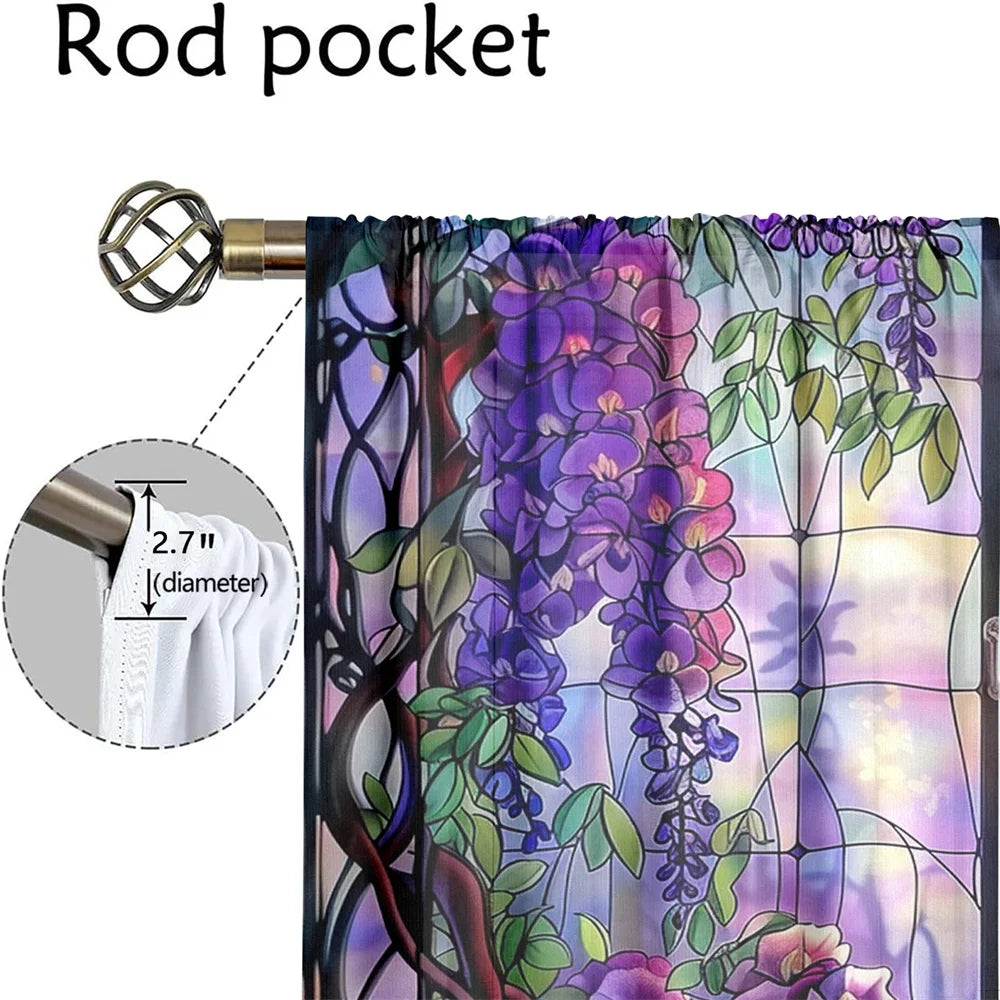 2Pcs Dreamy Wisteria Curtains