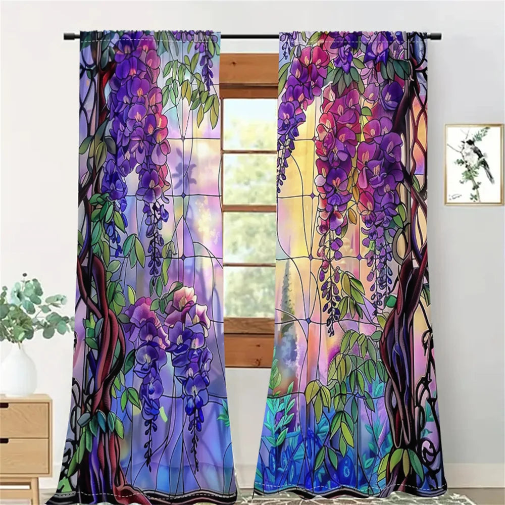 2Pcs Dreamy Wisteria Curtains