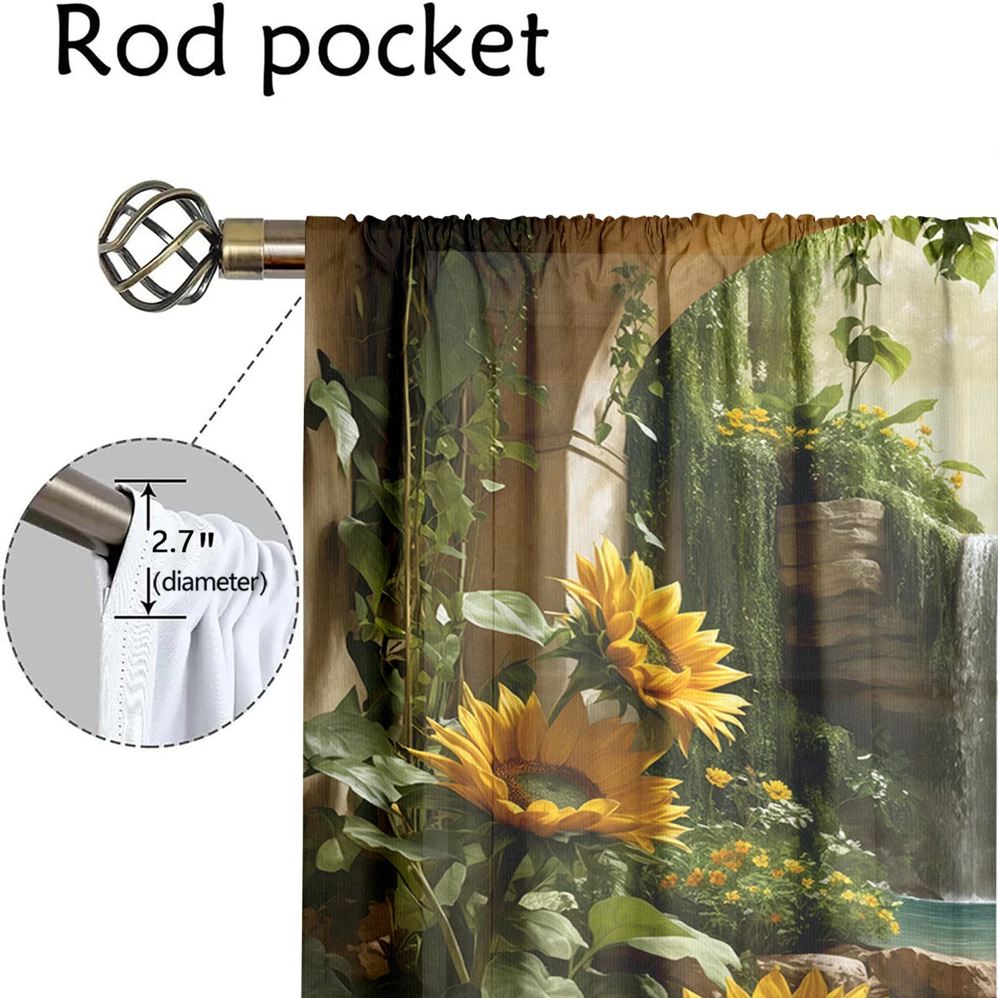 2Pcs Forest Waterfall Curtains