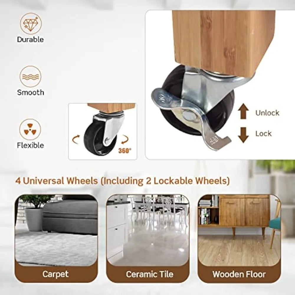 Rolling Butcher Block Kitchen Cart