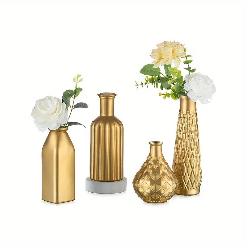 Cylindrical Gold Glass Vase