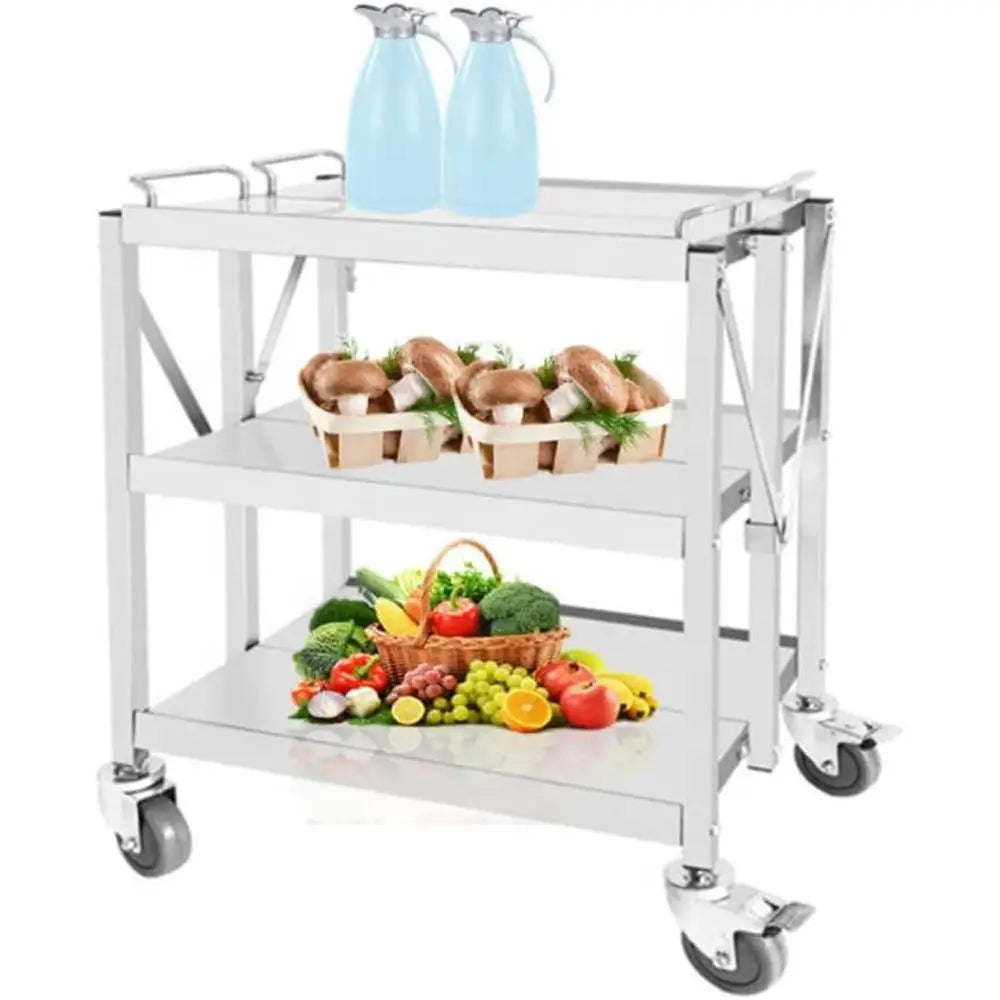 Stainless Steel Utility Cart , Mute Casters