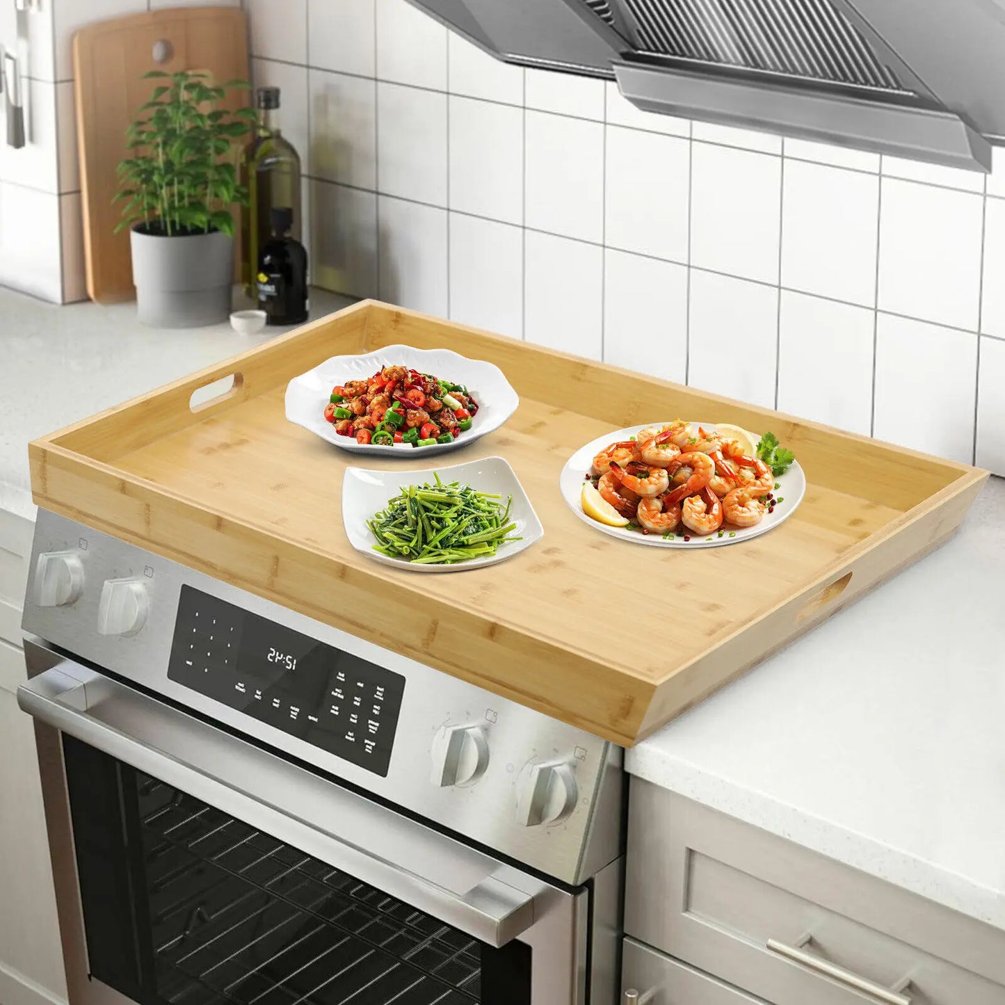 11.02 Lbs Pine Wood Noodle Board Stovetop Cover Oversized Kitchen Serving Tray