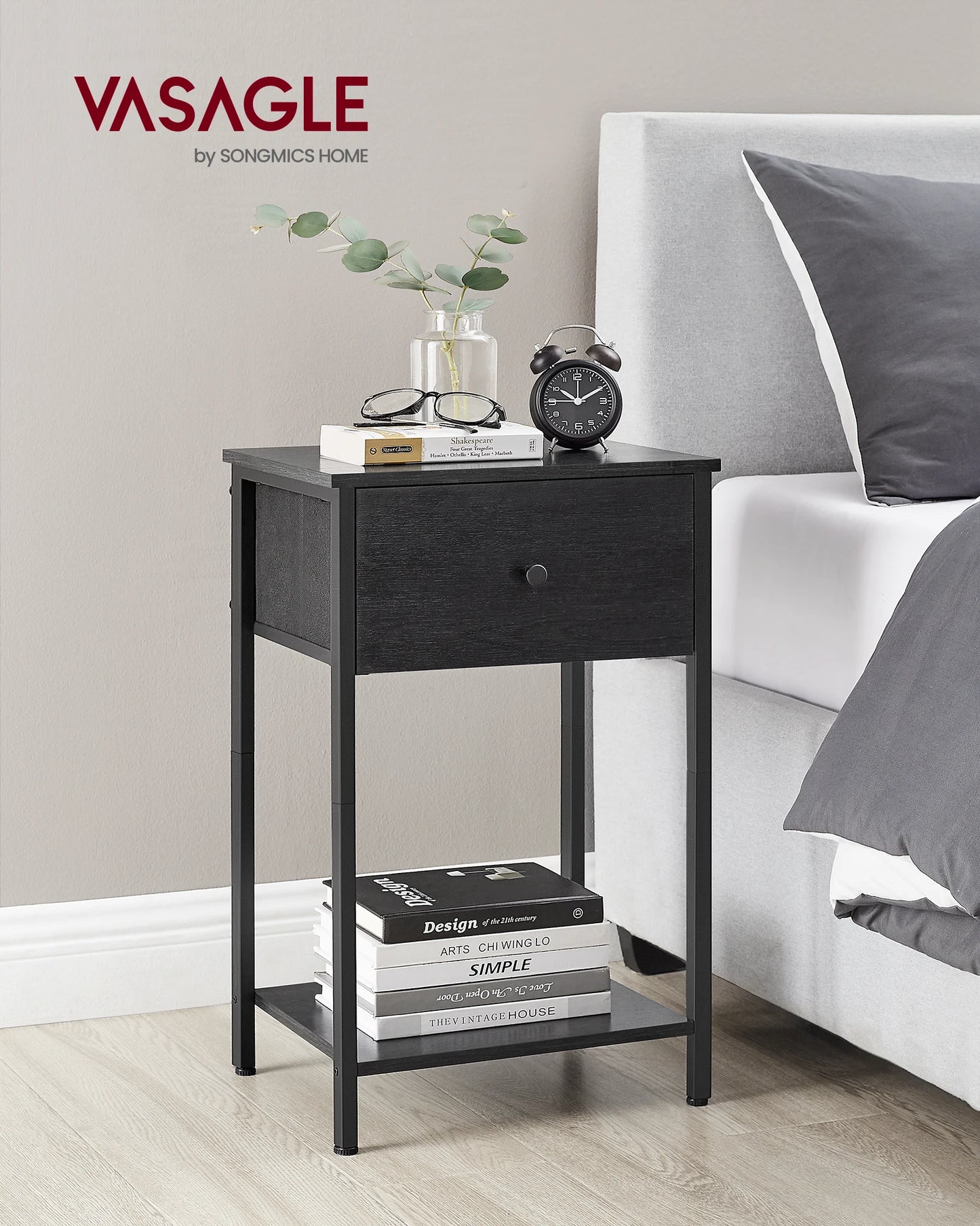 VASAGLE , Side Table with Fabric Drawer, with Shelf