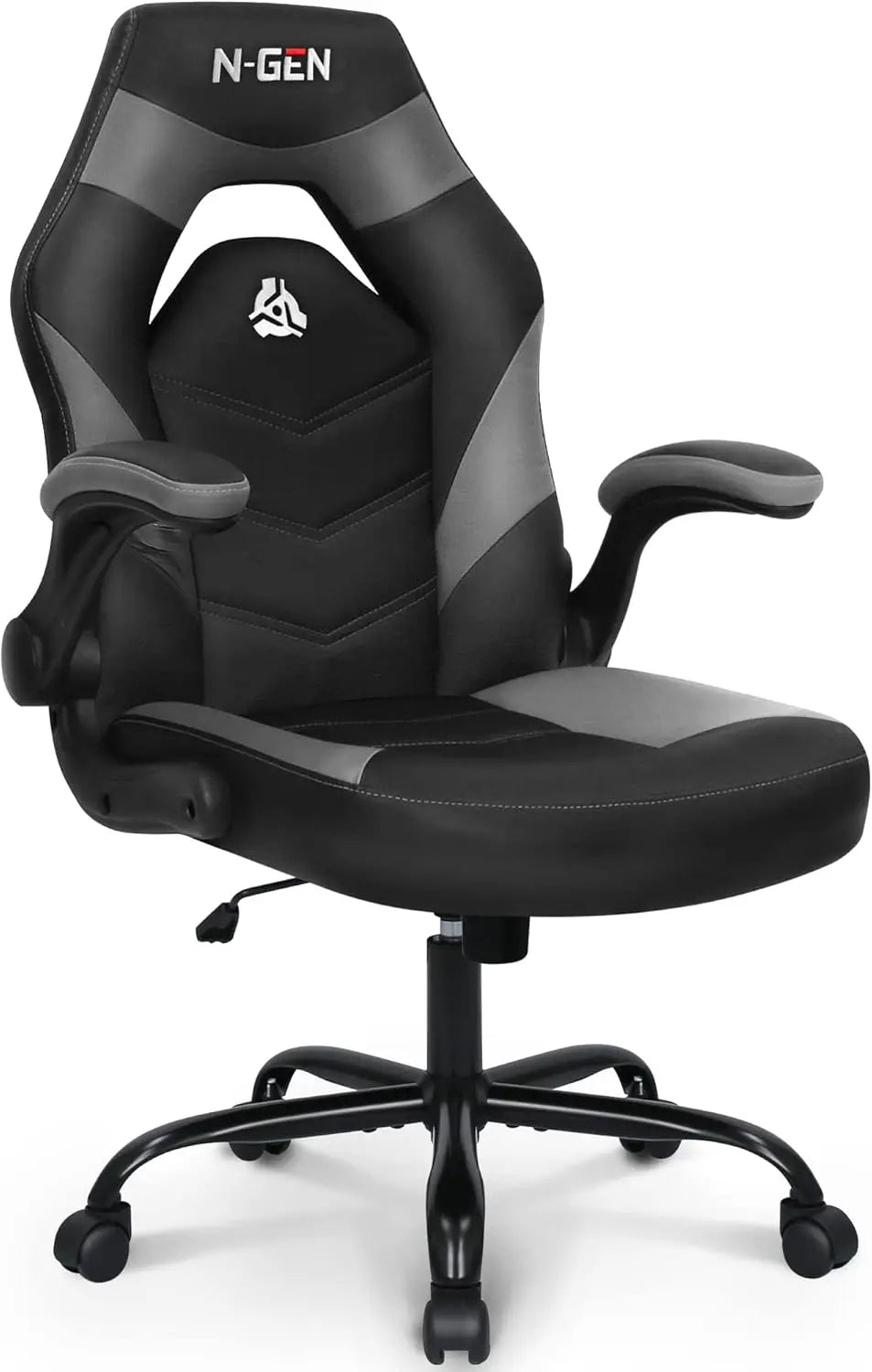 Video Gaming Chair Ergonomic Computer Desk Office Chair with Lumbar Support Adjustable Height Swivel Wheels Flip-Up