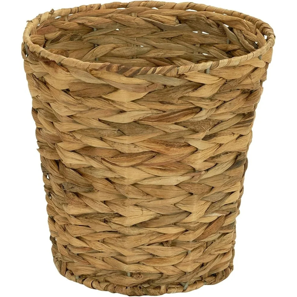 Wicker Waste Basket Hand-Braided Banana Leaf Storage Bin Decorative Trash Can Bedroom Bathroom Office Living Room