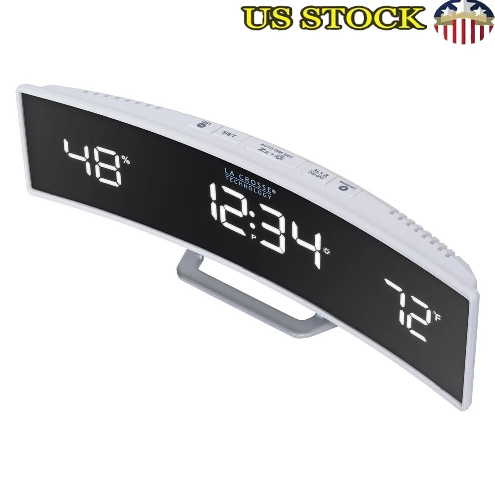 Curved LED Alarm Clock with USB Charging
