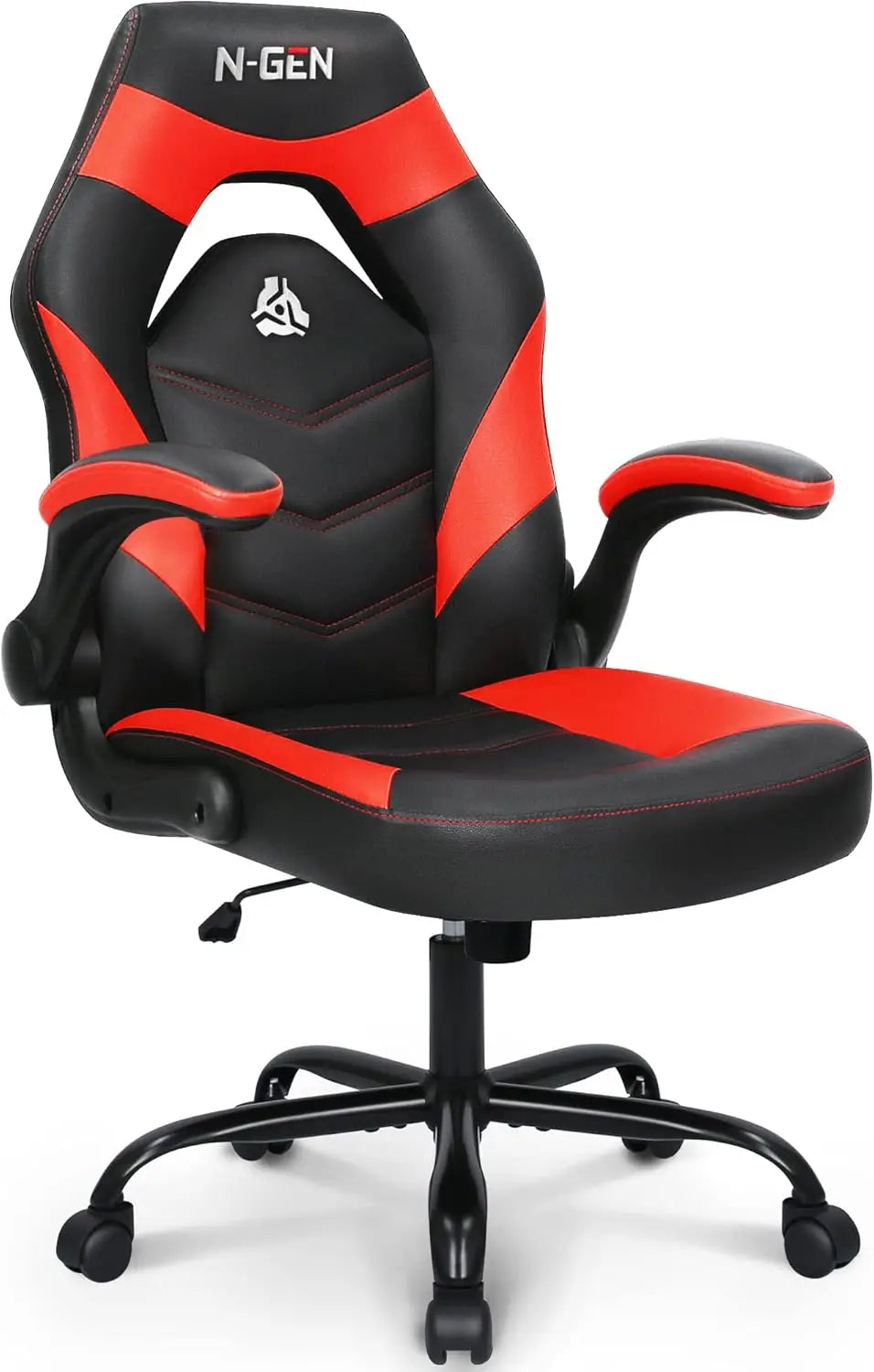Video Gaming Chair Ergonomic Computer Desk Office Chair with Lumbar Support Adjustable Height Swivel Wheels Flip-Up