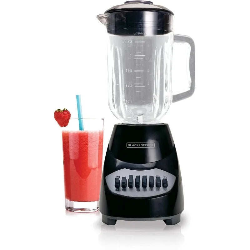 BLACK+DECKER 10-Speed Countertop Blender, BL2010BG, 6-Cup Glass Jar, Dishwasher-Safe, Stainless Steel Blade, Suction Feet