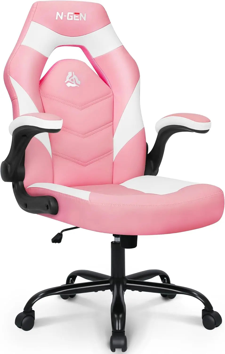 Video Gaming Chair Ergonomic Computer Desk Office Chair with Lumbar Support Adjustable Height Swivel Wheels Flip-Up