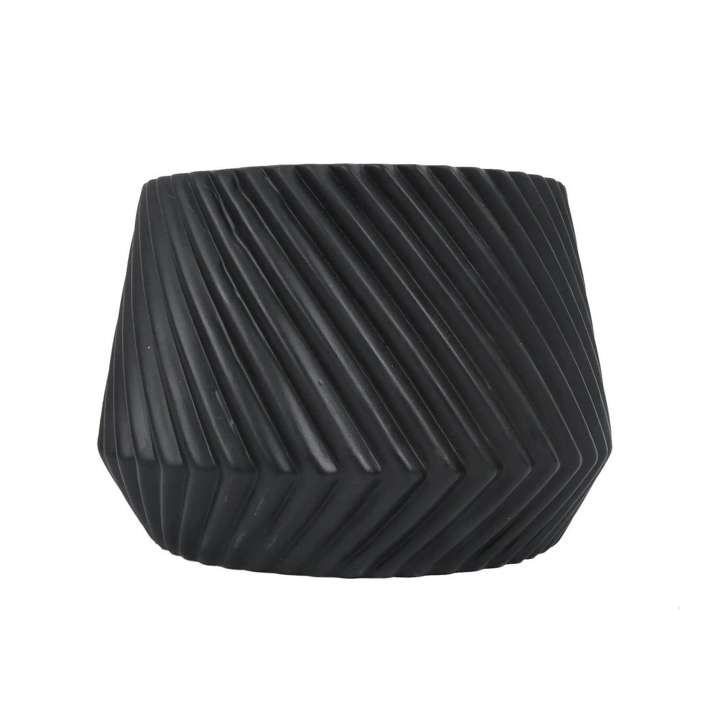 Black Ceramic Planter Pot with Rim, 8-Inch