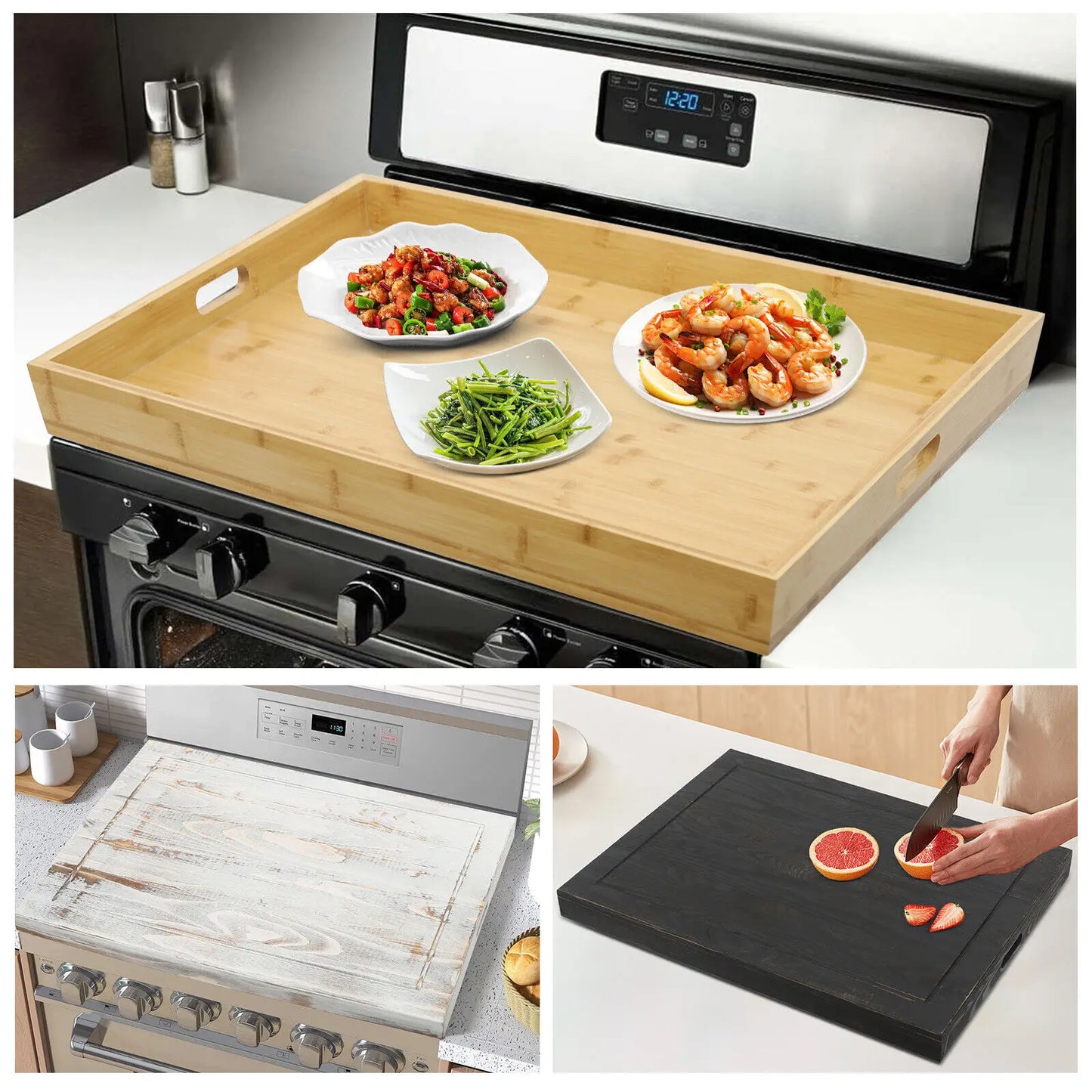 11.02 Lbs Pine Wood Noodle Board Stovetop Cover Oversized Kitchen Serving Tray