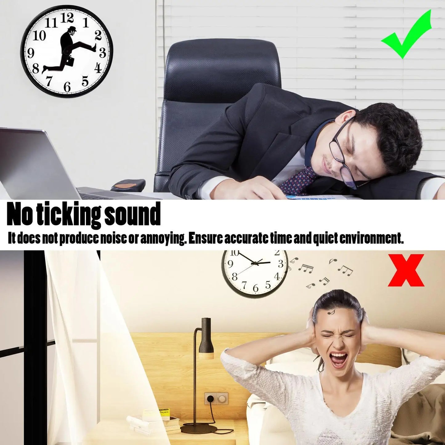 Wall Clocks Non-Ticking