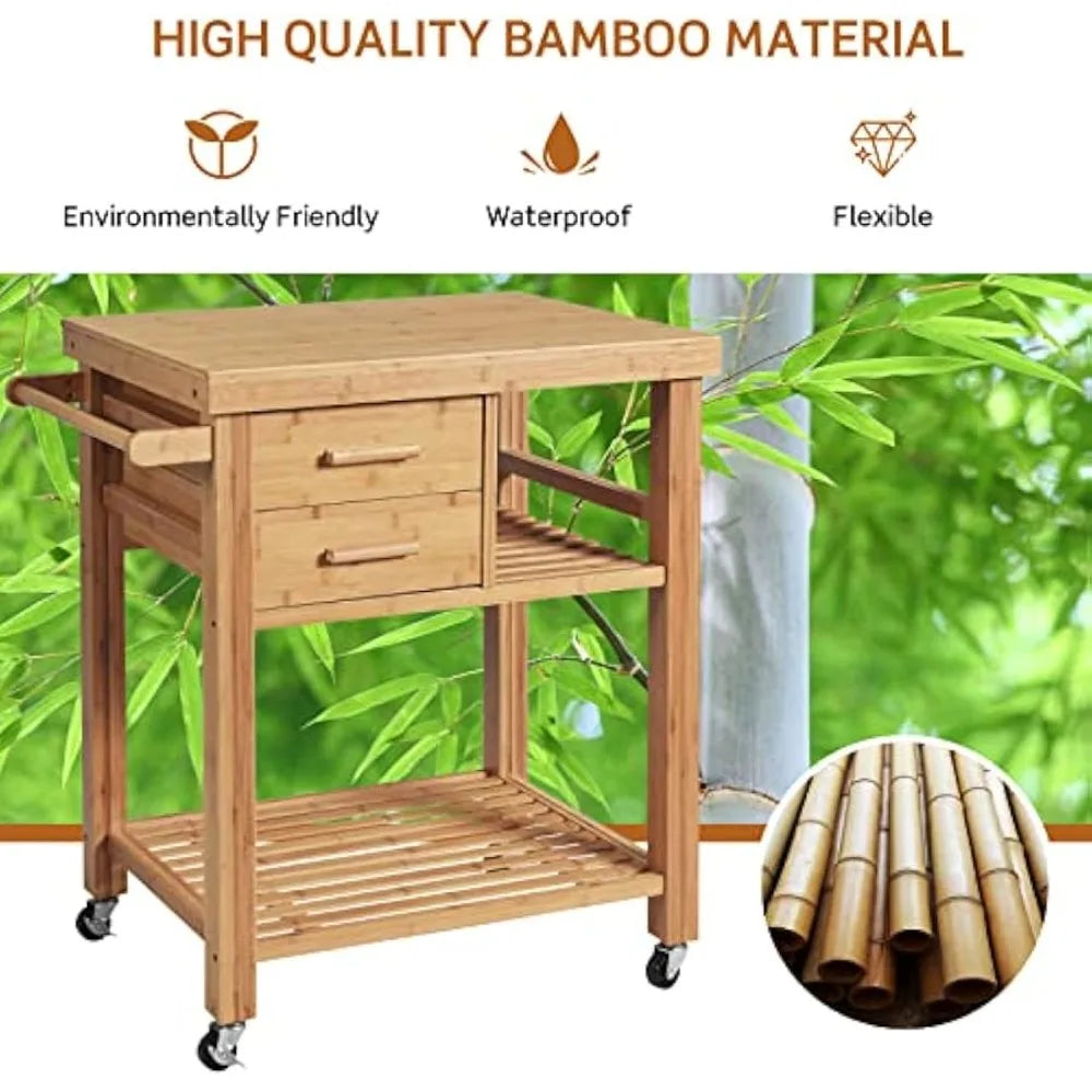 Rolling Butcher Block Kitchen Cart