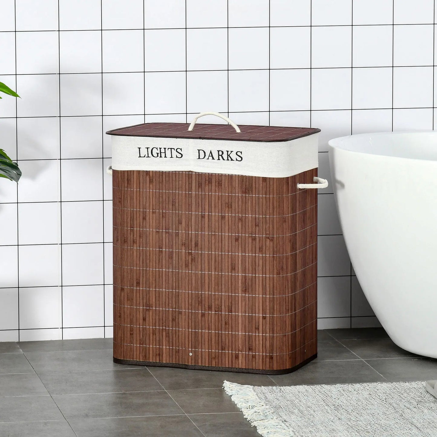 Bamboo Laundry Hamper with 2 Removable Bags