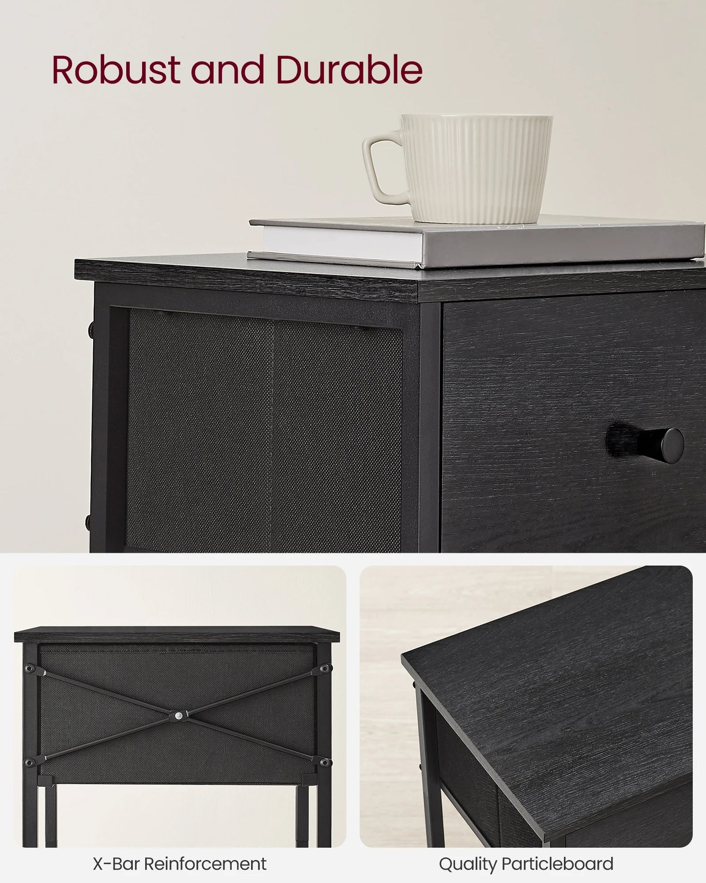 VASAGLE , Side Table with Fabric Drawer, with Shelf