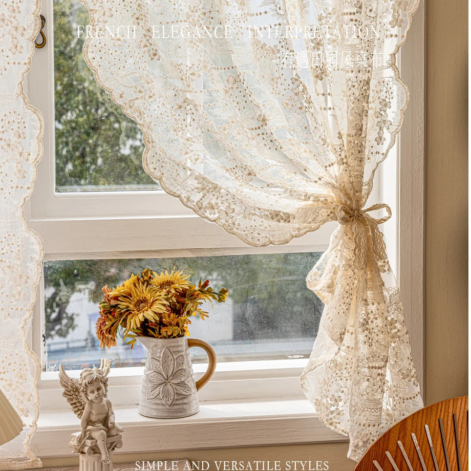 2pcs French Lace Curtains