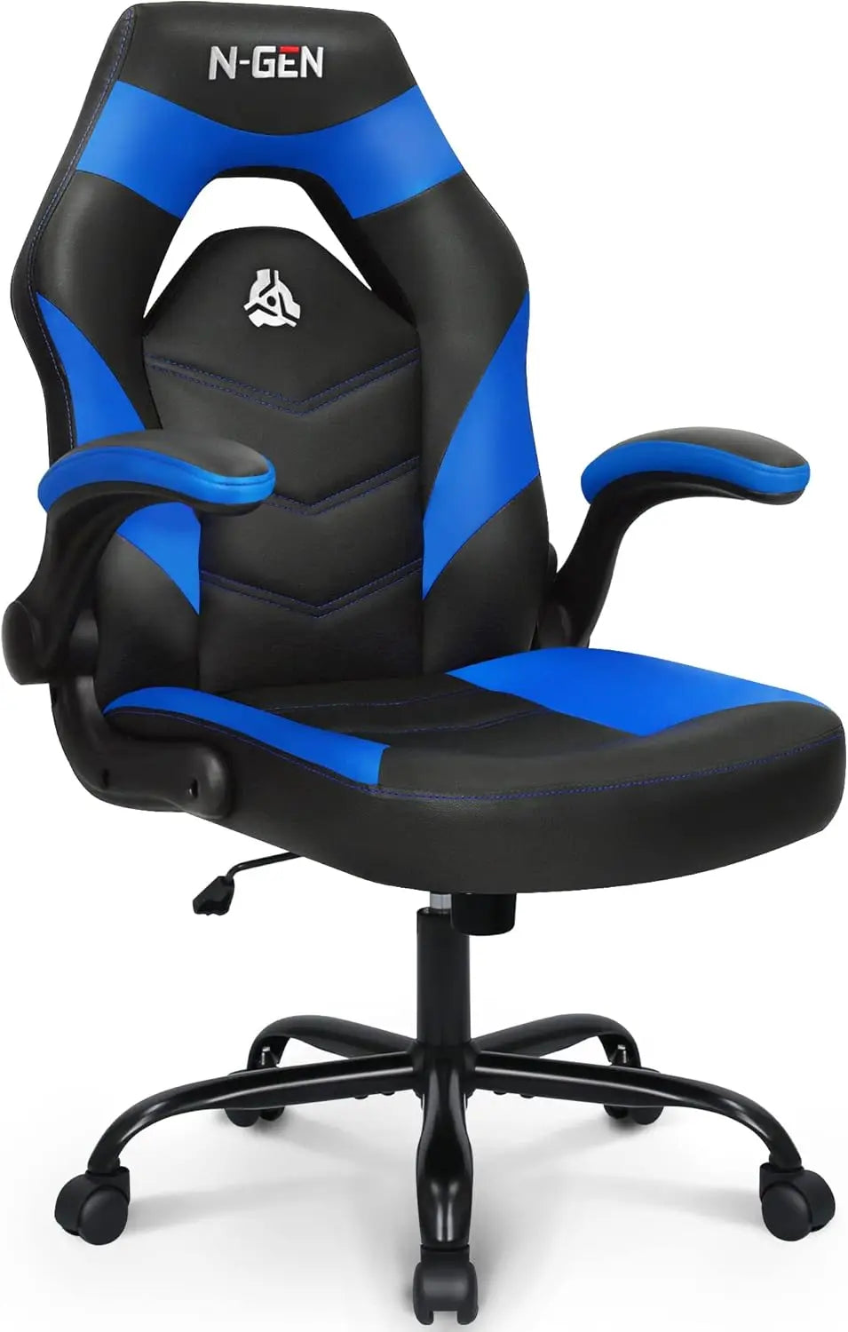 Video Gaming Chair Ergonomic Computer Desk Office Chair with Lumbar Support Adjustable Height Swivel Wheels Flip-Up