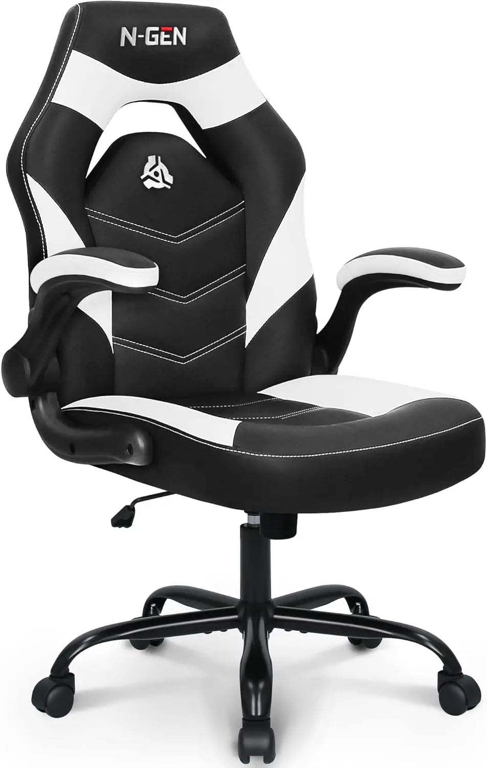 Video Gaming Chair Ergonomic Computer Desk Office Chair with Lumbar Support Adjustable Height Swivel Wheels Flip-Up