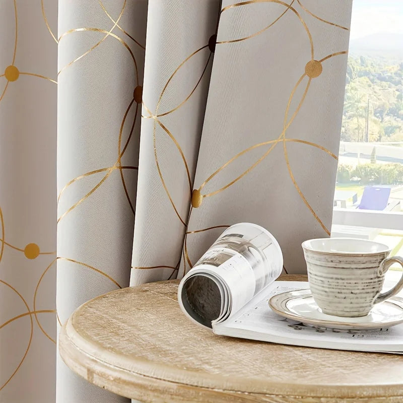 2Pcs Wave &Circle Blackout Curtains