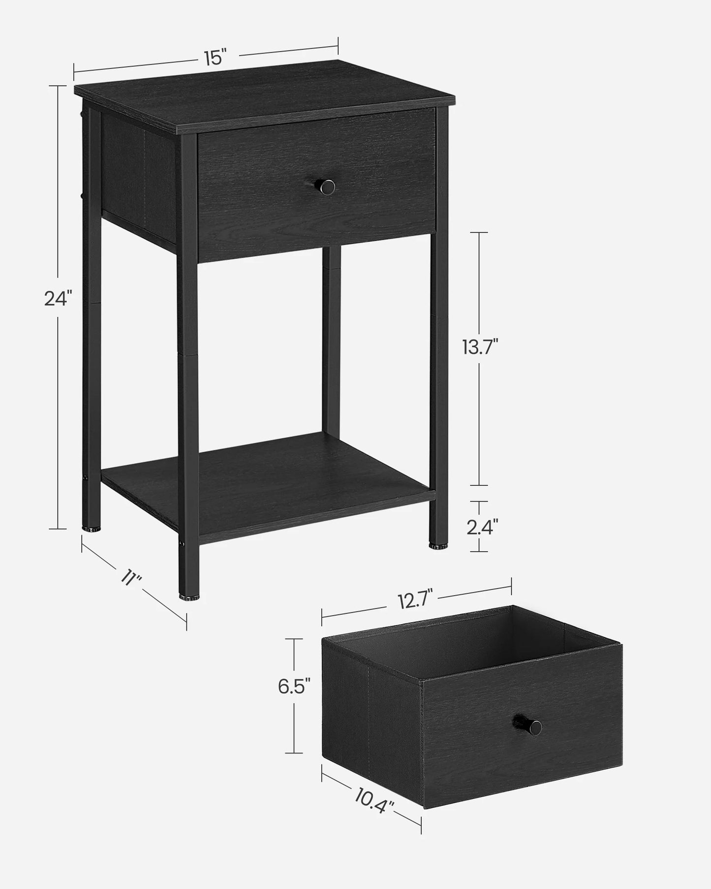 VASAGLE , Side Table with Fabric Drawer, with Shelf