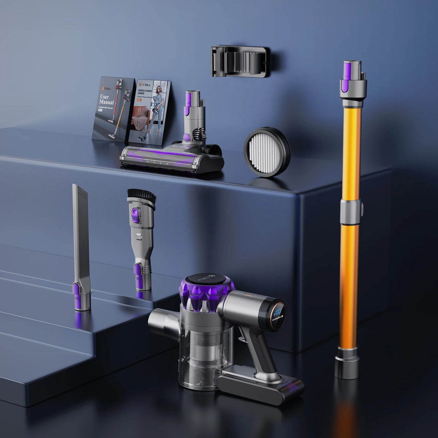 YISORA Cordless Vacuum Cleaner, 40Kpa 55Mins Running Time Wireless Vacuum Cleaner with Touchscreen for Pet Hair, Carpet