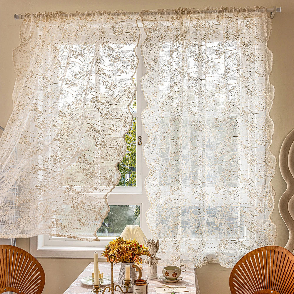 2pcs French Lace Curtains