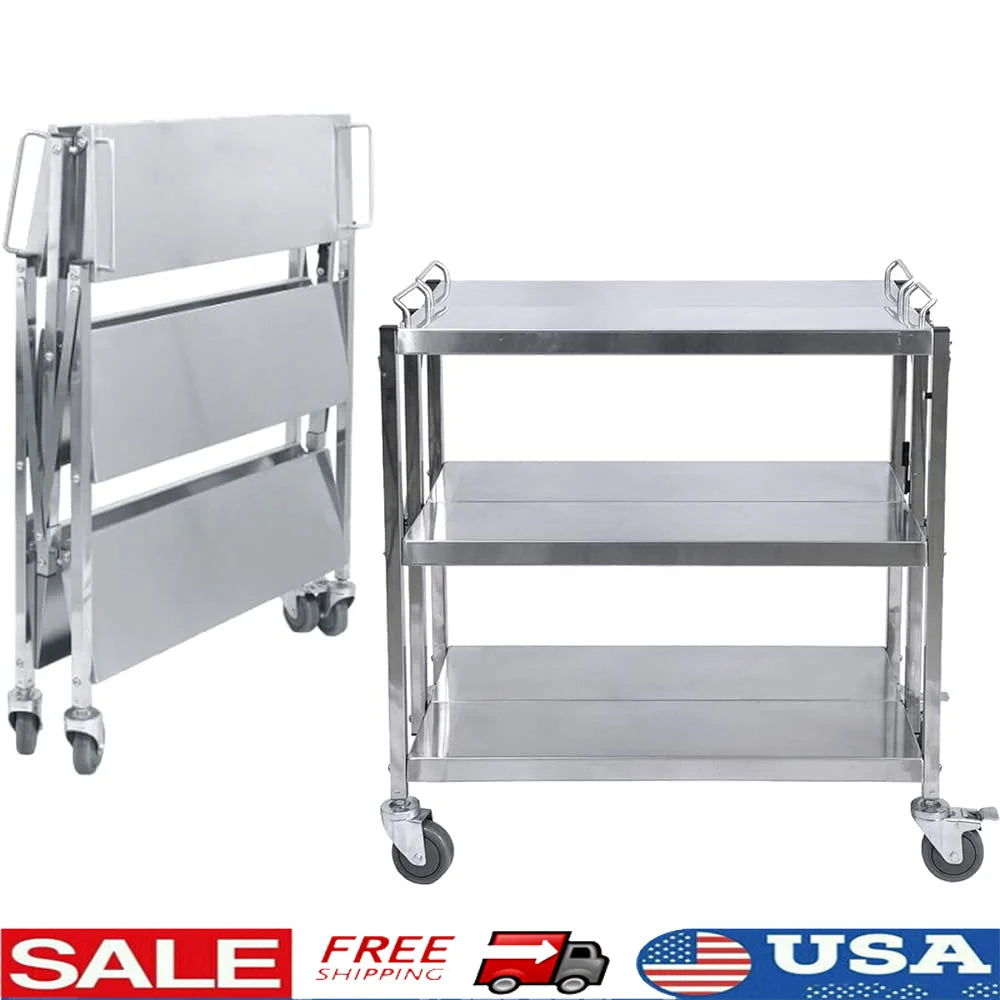 Stainless Steel Utility Cart , Mute Casters