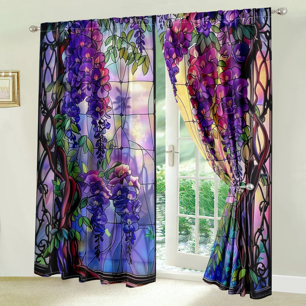 2Pcs Dreamy Wisteria Curtains