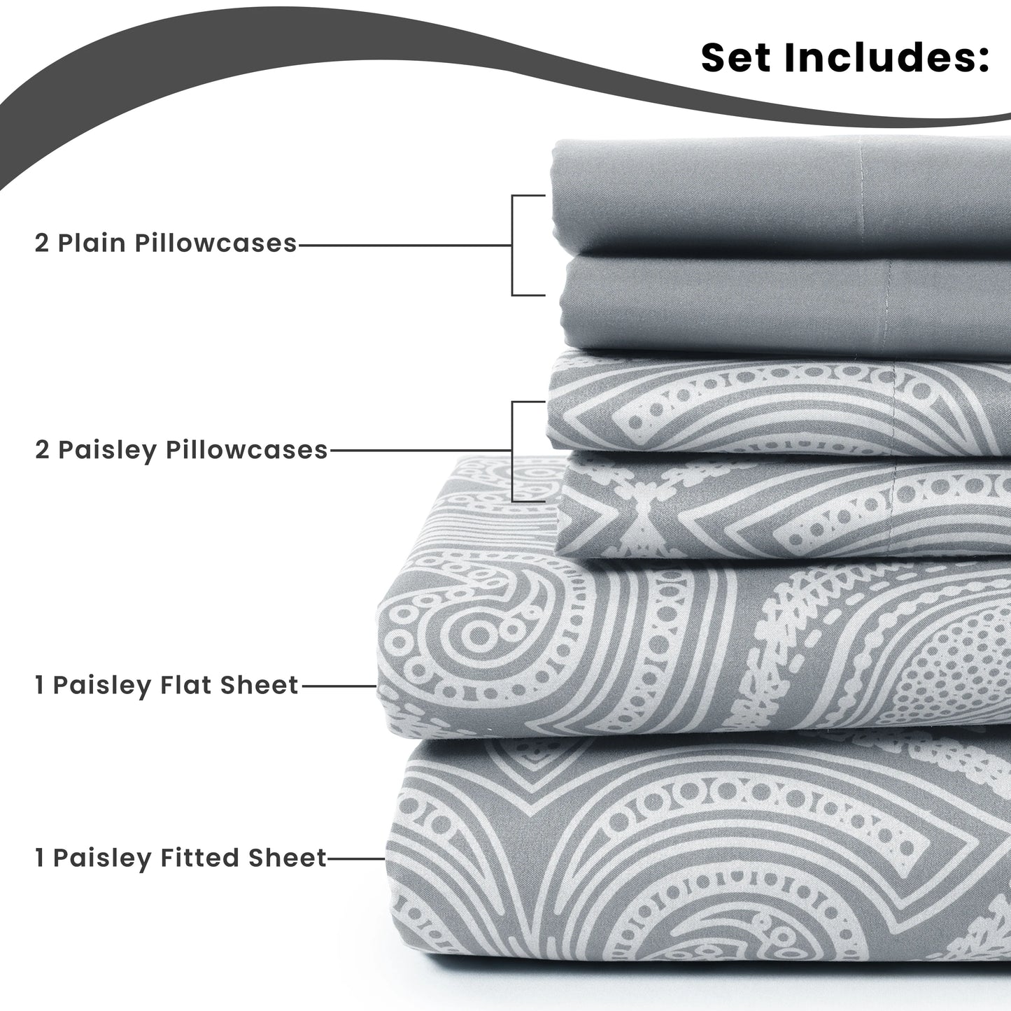6Pc Paisley Sheet Set