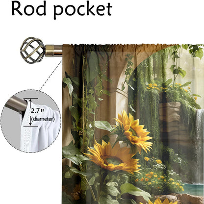 2Pcs Forest Waterfall Curtains