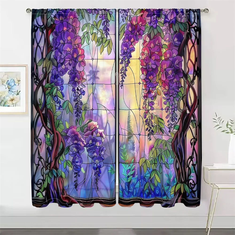 2Pcs Dreamy Wisteria Curtains
