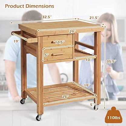 Rolling Butcher Block Kitchen Cart