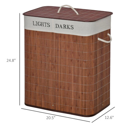Bamboo Laundry Hamper with 2 Removable Bags