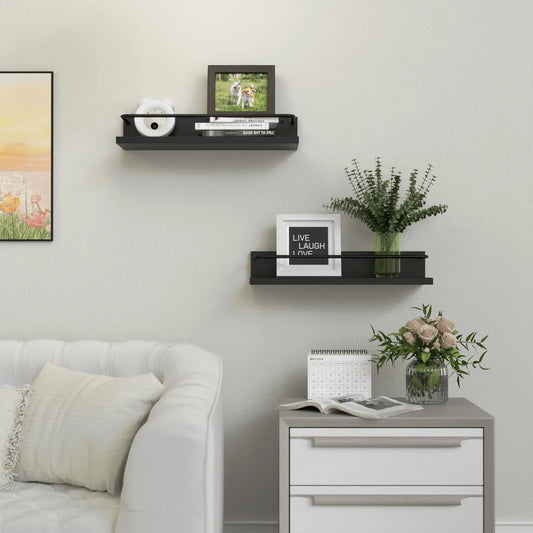 Floating Shelves with Metal Guardrail
