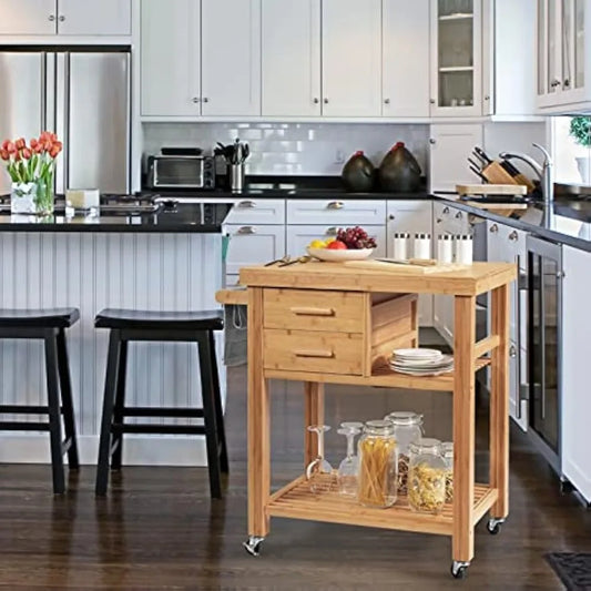 Rolling Butcher Block Kitchen Cart