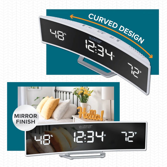 Curved LED Alarm Clock with USB Charging