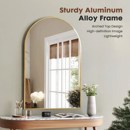 Arched Metal Framed Hanging Mirror