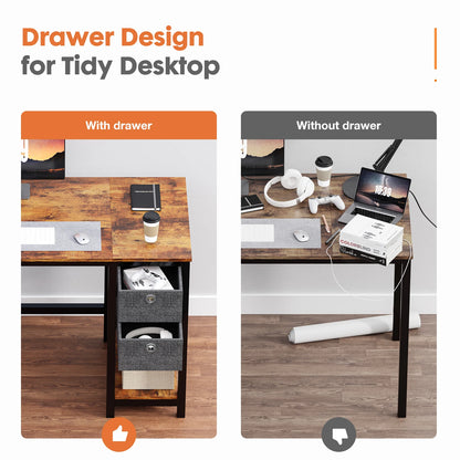 Computer Desk With 2-Tier Drawers