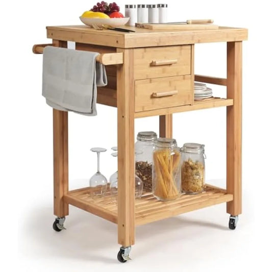 Rolling Butcher Block Kitchen Cart