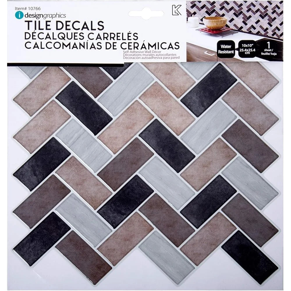 Herringbone Peel and Stick Wall Tiles