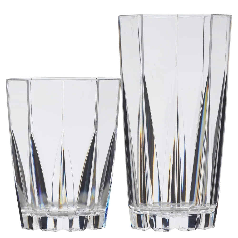 12 Piece Stackable Clear Acrylic Tumblers Set Unbreakable Drinkware BPA Free Ideal Indoor Outdoor Entertaining Dishwasher Safe