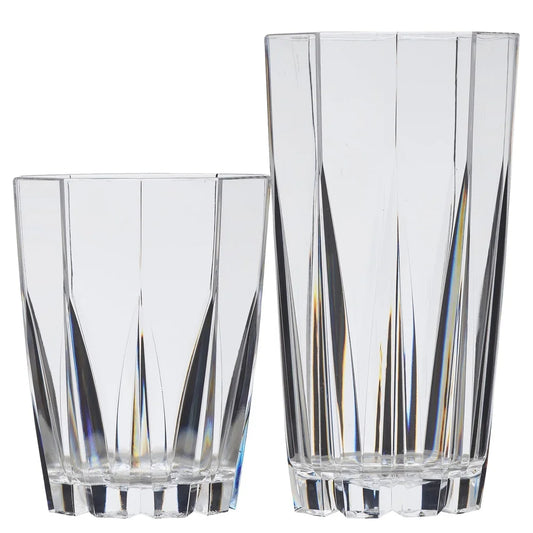 12 Piece Stackable Clear Acrylic Tumblers Set Unbreakable Drinkware BPA Free Ideal Indoor Outdoor Entertaining Dishwasher Safe