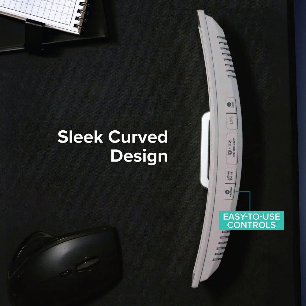 Curved LED Alarm Clock with USB Charging