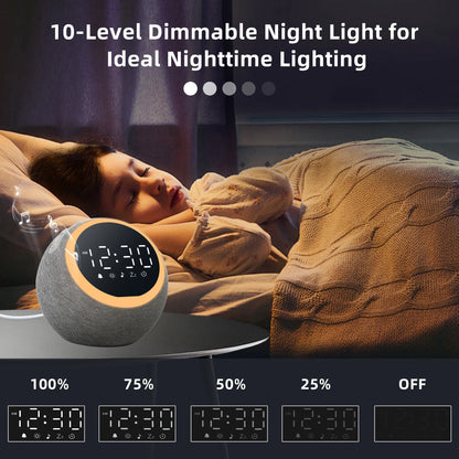 White Noise  Alarm Clock with Night Light