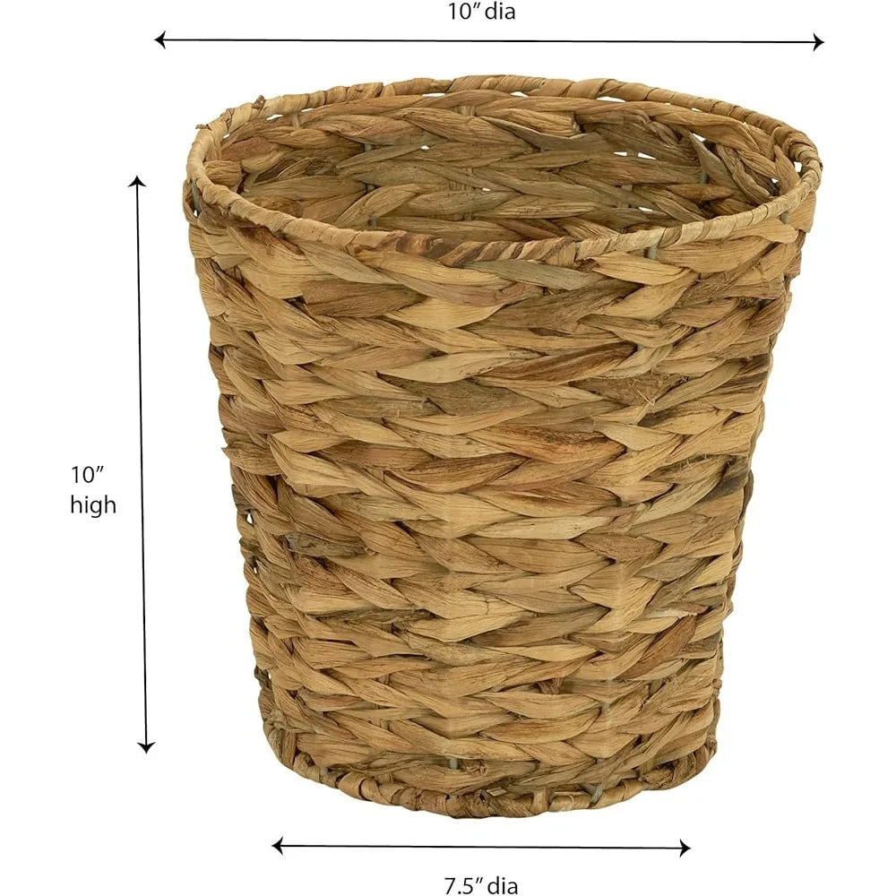 Wicker Waste Basket Hand-Braided Banana Leaf Storage Bin Decorative Trash Can Bedroom Bathroom Office Living Room