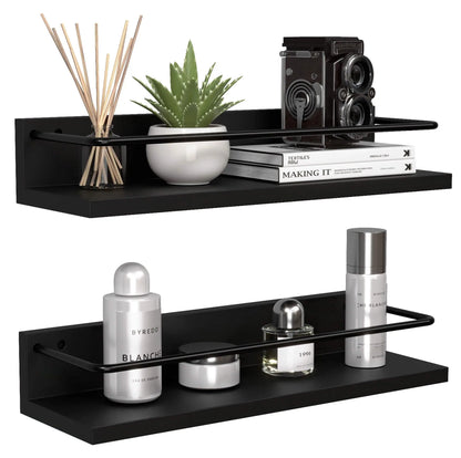 Floating Shelves with Metal Guardrail