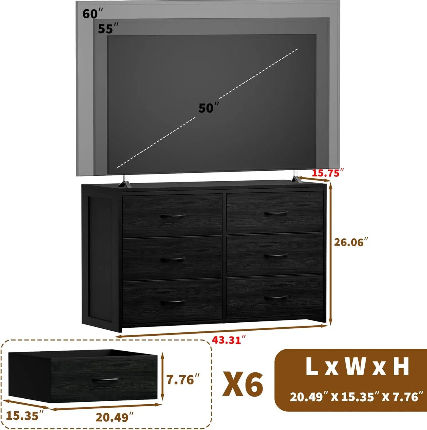 6 Drawer dresser