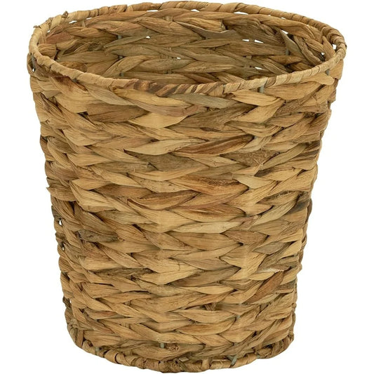 Wicker Waste Basket Hand-Braided Banana Leaf Storage Bin Decorative Trash Can Bedroom Bathroom Office Living Room