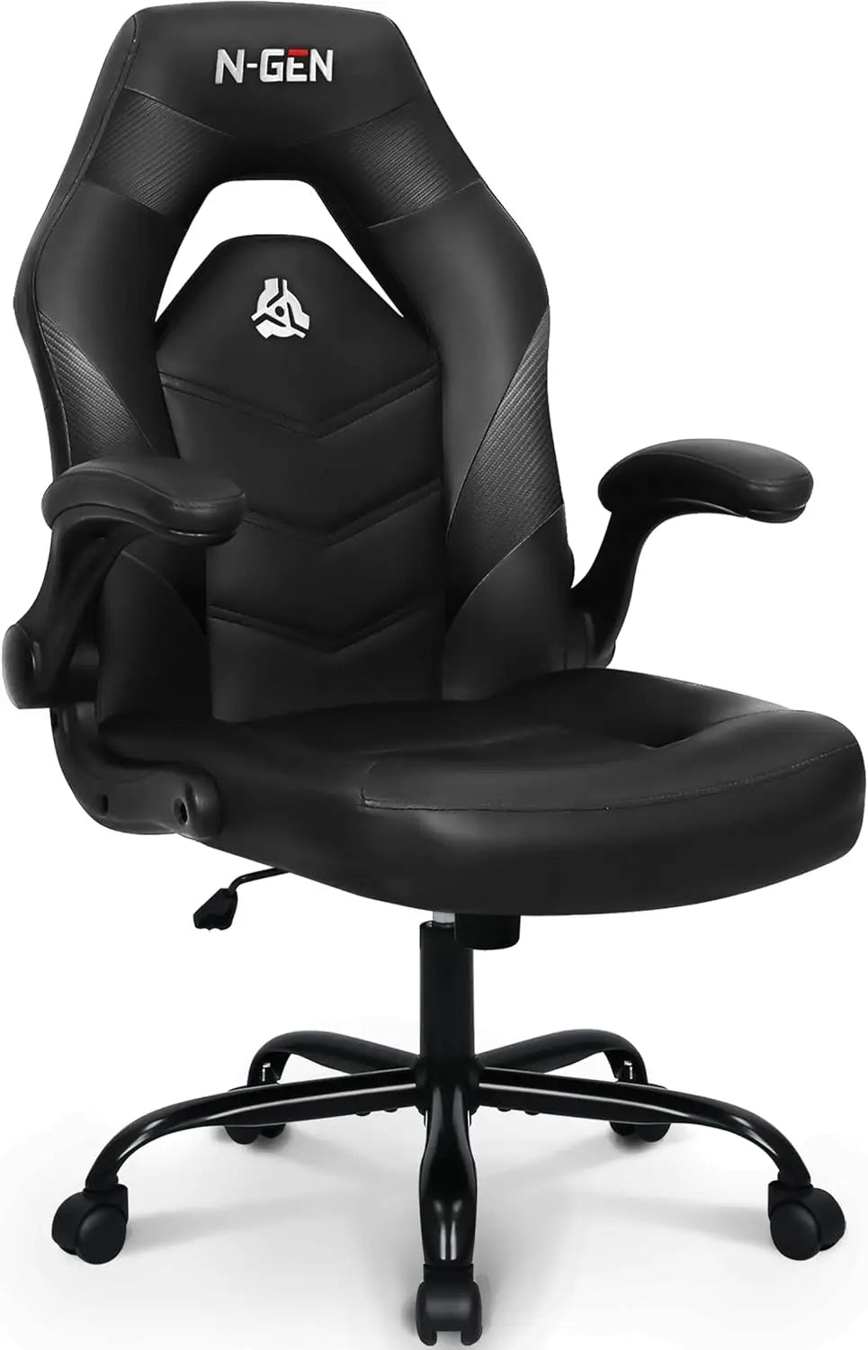 Video Gaming Chair Ergonomic Computer Desk Office Chair with Lumbar Support Adjustable Height Swivel Wheels Flip-Up